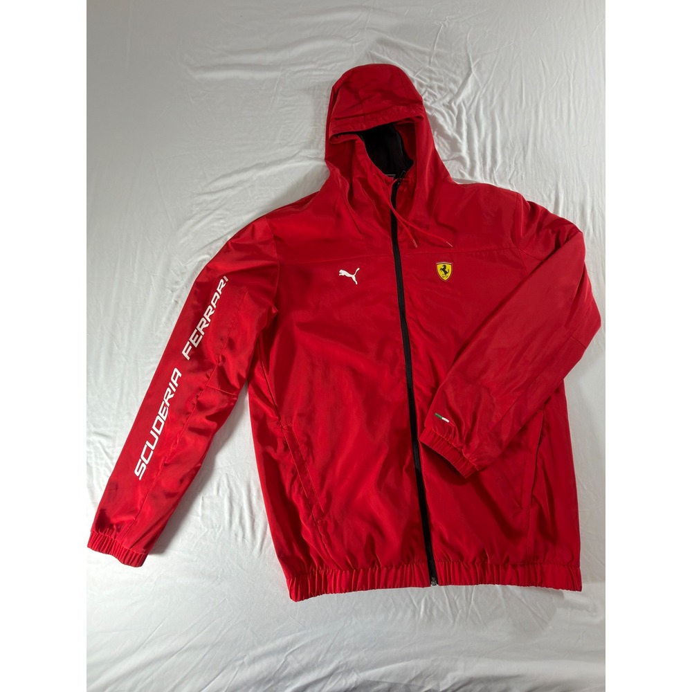 Puma Scuderia Ferrari Windbreaker Jacket Mens Large Red Excellent Racing F1